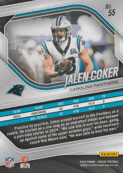 2025 Panini Prizm Jalen Coker #55 Carolina Panthers