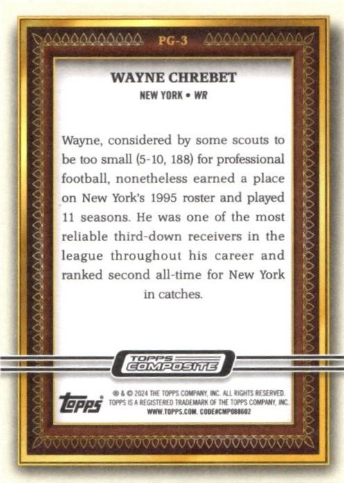 2023 Topps Composite Football Portrait Gallery Wayne Chrebet #PG-3 New York Jets