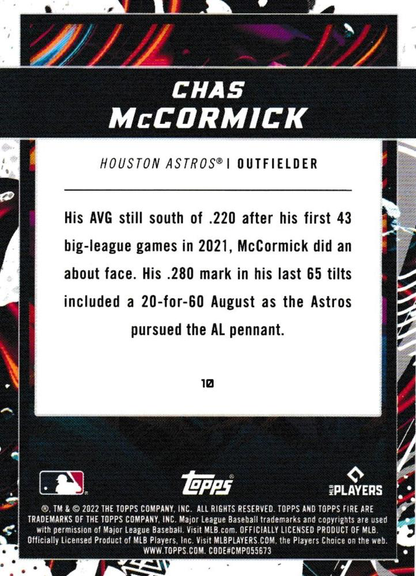 2022 Topps Fire Chas McCormick RC Houston Astros #10