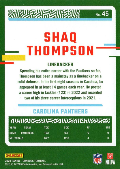 2023 Panini Donruss Shaq Thompson #45 Carolina Panthers