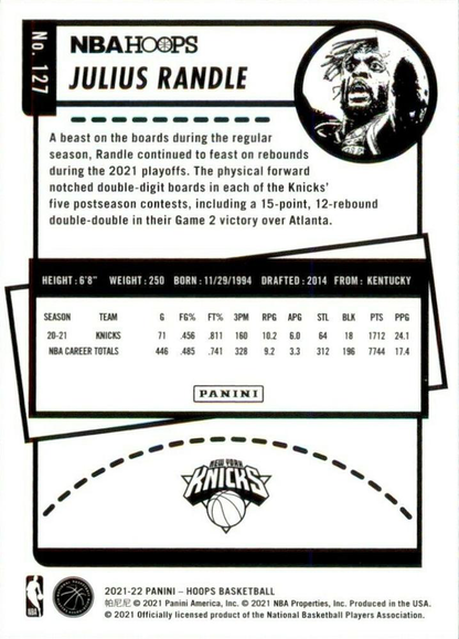 2021 Panini Hoops Julius Randle #127 New York Knicks