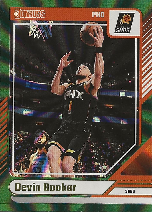 2024 Panini Donruss Devin Booker Franchise Features Holo Green Laser #115 Phoenix Suns
