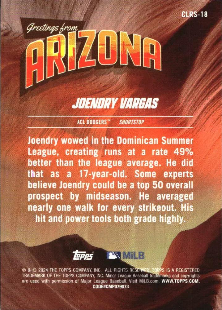 2024 Topps Pro Debut Complex League Rising Stars Joendry Vargas #CLRS-18 ACL Dodgers