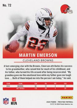 2024 Panini Prestige Martin Emerson #72 Cleveland Browns