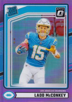 2024 Panini Donruss Optic Pink Preview Ladd McConkey Rated Rookie RC #328 Los Angeles Chargers