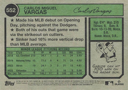 2023 Topps Heritage Carlos Vargas RC Arizona Diamondbacks #552