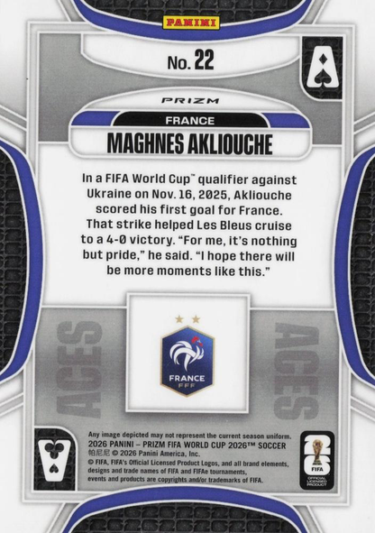 2026 Panini Prizm World Cup Aces Silver Maghnes Akliouche #22 France