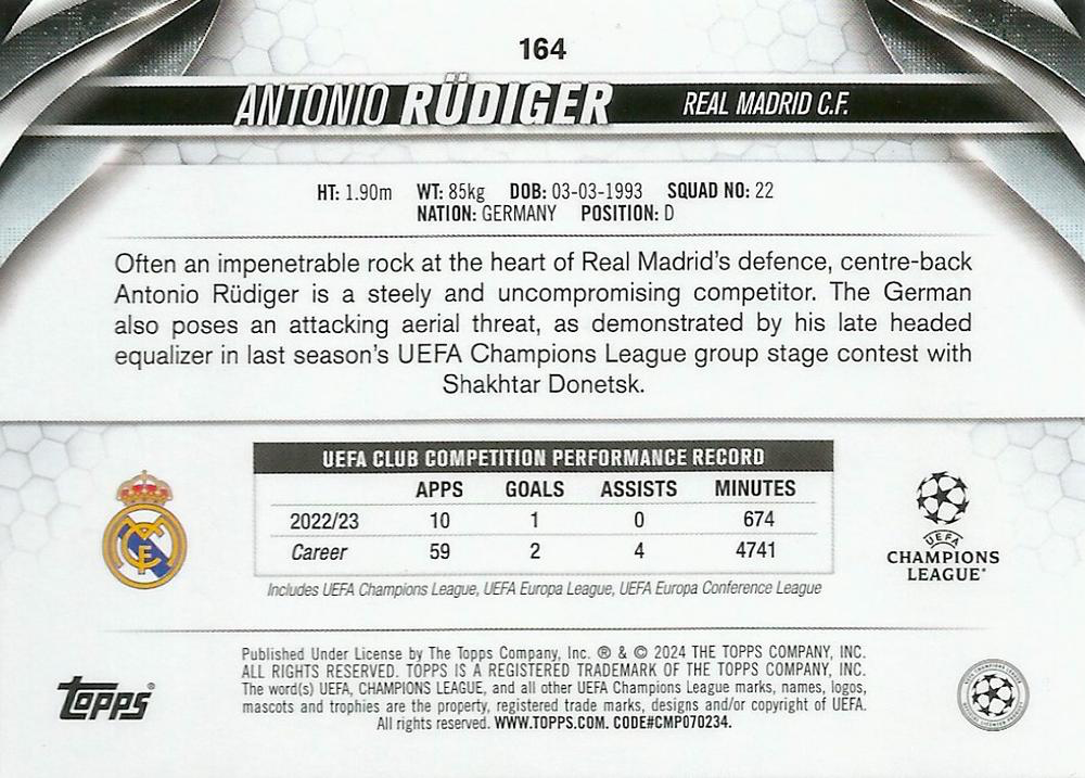 2023 Topps UCC Antonio Rüdiger #164 Real Madrid CF