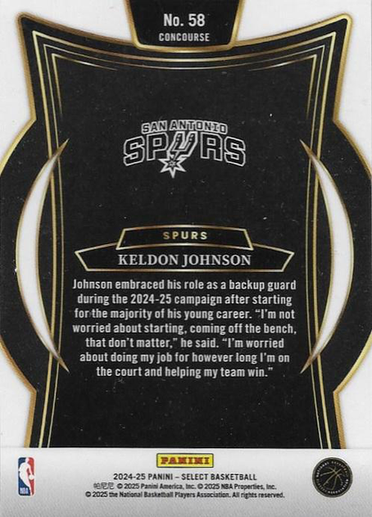 2024 Panini Select Keldon Johnson Blue #58 San Antonio Spurs