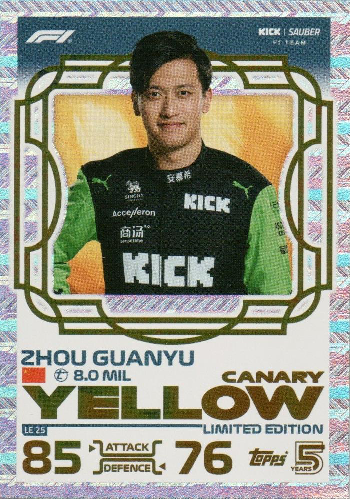 2024 Topps Turbo Attax F1 Limited Edition Zhou Guanyu #LE25 Stake F1 Team KICK Sauber
