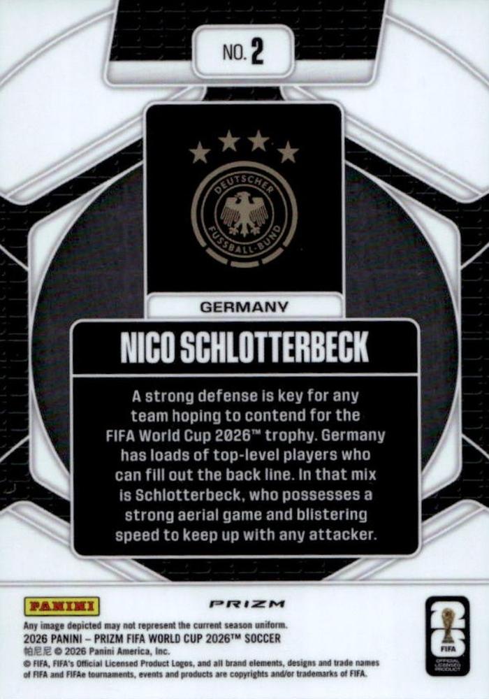 2026 Panini Prizm World Cup Trophy Hunting Silver Nico Schlotterbeck #2 Allemagne