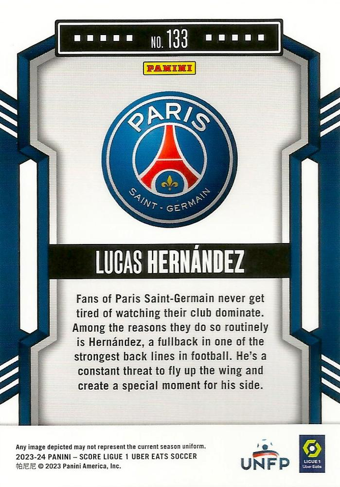 2023 Panini Score Ligue 1 Lucas Hernandez #133 Paris Saint-Germain