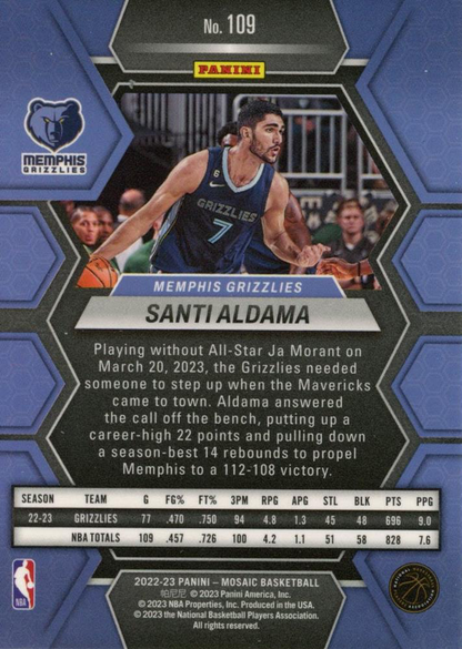 2022 Panini Mosaic Santi Aldama #109 Memphis Grizzlies