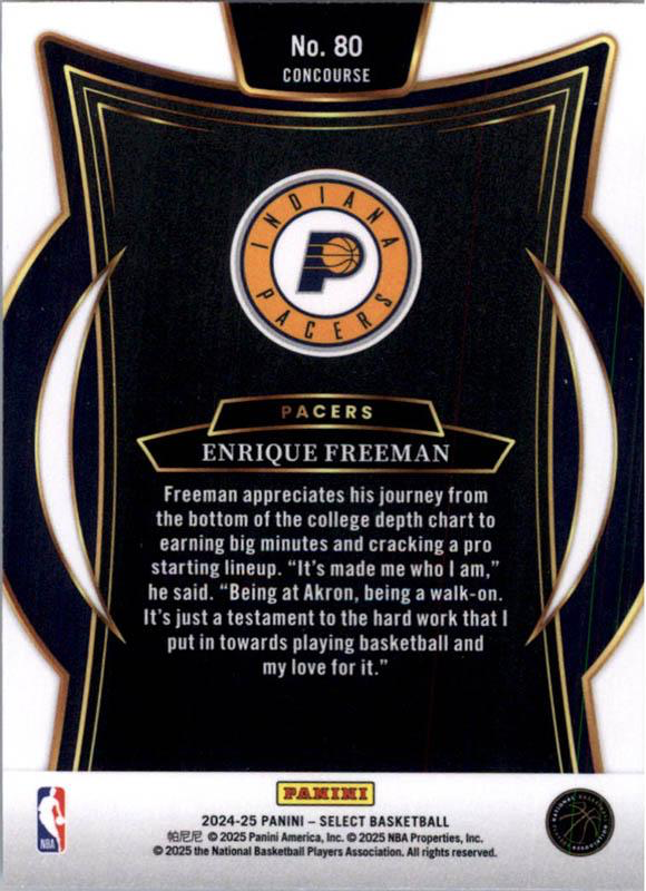2024 Panini Select Enrique Freeman RC #80 Indiana Pacers