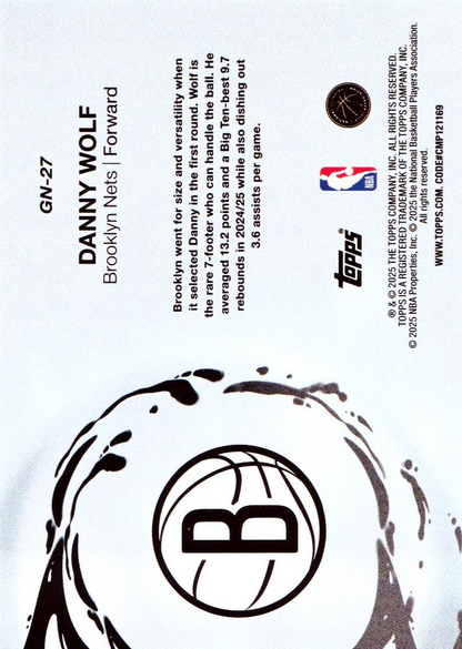 2025 Topps NBA Generation Now Danny Wolf GN-27 Brooklyn Nets