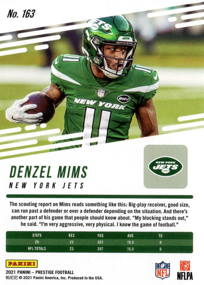 2021 Panini Prestige Denzel Mims #163 New York Jets
