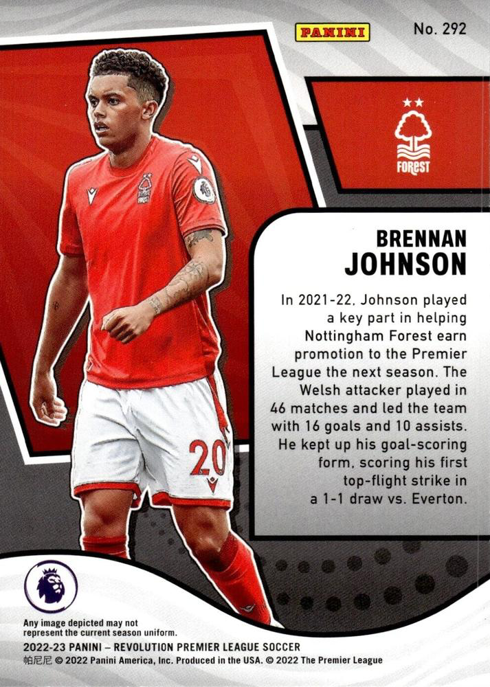 2022 Panini Revolution Premier League Brennan Johnson RC #292 Nottingham Forest