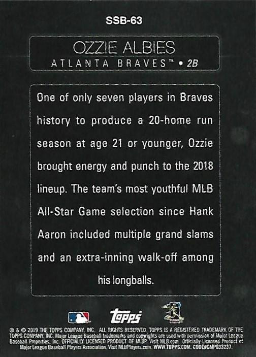 2019 Topps Series Stars of the Game Ozzie Albies #SSB-63 Atlanta Braves