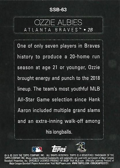 2019 Topps Series Stars of the Game Ozzie Albies #SSB-63 Atlanta Braves