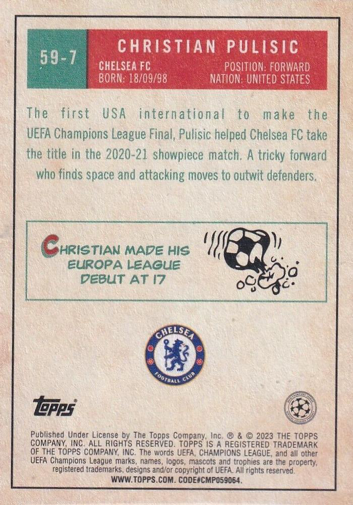 2022 Topps UCC 1959 Christian Pulisic #59-7 Chelsea FC