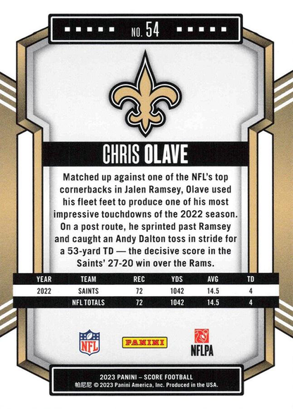 2023 Panini Score Football Chris Olave New Orleans Saints #54
