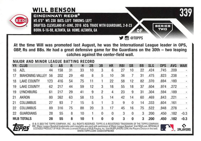 2023 Topps Series 2 Will Benson RC Cincinnati Reds #339