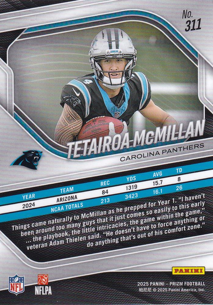 2025 Panini Prizm Tetairoa McMillan RC #311 Carolina Panthers