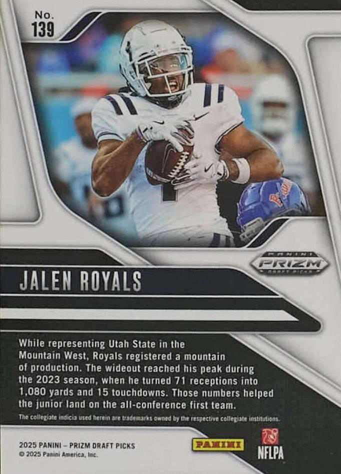2025 Panini Prizm Draft Picks Jalen Royals #139 Utah State Aggies