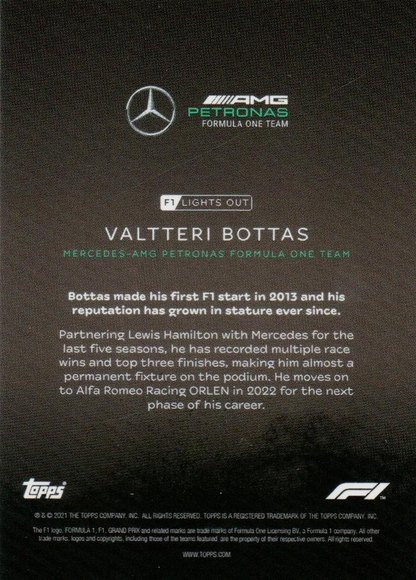 2021 Topps Formula 1 Lights Out Valtteri Bottas Mercedes-AMG