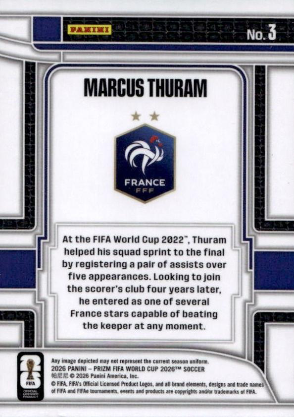 2026 Panini Prizm World Cup Scorers Club Marcus Thuram #3 France