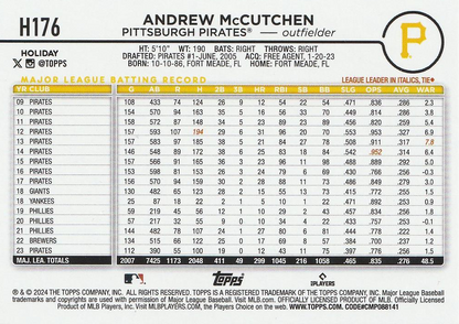 2024 Topps Holiday Andrew McCutchen Pittsburgh Pirates #H176