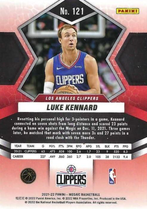 2021 Panini Mosaic Luke Kennard #121 Los Angeles Clippers