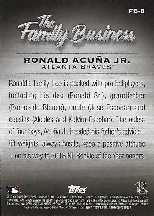 2019 Topps Chrome Family Business Refractor Ronald Acuna Jr #FBC-8 Atlanta Braves