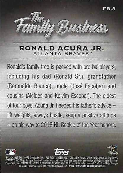 2019 Topps Chrome Family Business Refractor Ronald Acuna Jr #FBC-8 Atlanta Braves
