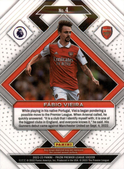 2022 Panini Prizm Premier League Fabio Vieira Emergent #4 Arsenal FC