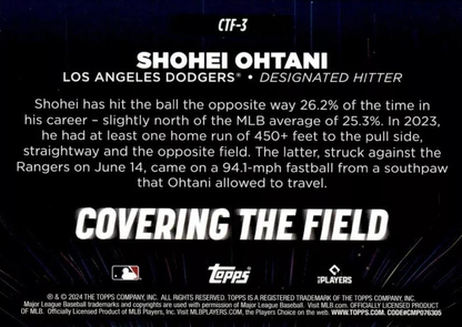 2024 Topps Series 1 Covering the Field Shohei Ohtani #CTF-3 Los Angeles Dodgers