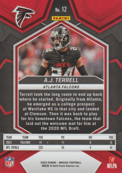 2024 Panini Mosaic Football A.J. Terrell Atlanta Falcons #12