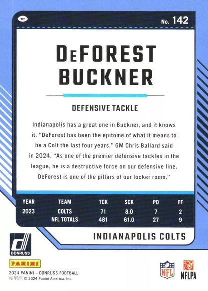 2024 Panini Donruss DeForest Buckner Indianapolis Colts #142