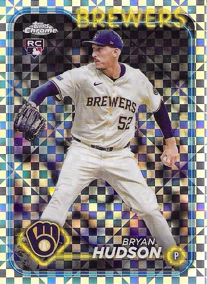 2024 Topps Chrome Update X-Fractor Parallel Bryan Hudson RC Milwaukee Brewers #USC169