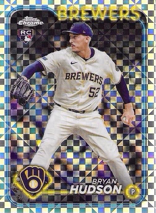 2024 Topps Chrome Update X-Fractor Parallel Bryan Hudson RC Milwaukee Brewers #USC169