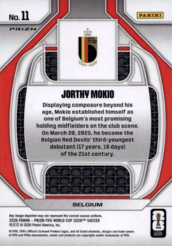 2026 Panini Prizm FIFA World Cup New Era Silver Jorthy Mokio #11 Belgique
