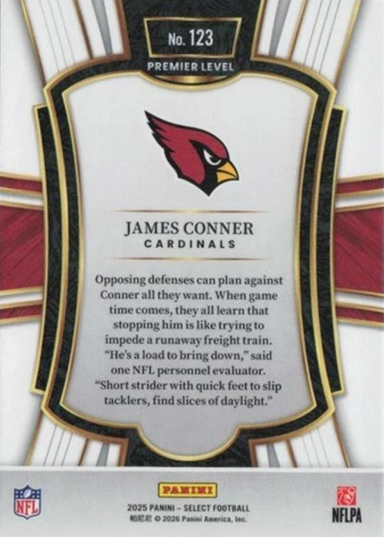 2025 Panini Select James Conner #123 Arizona Cardinals