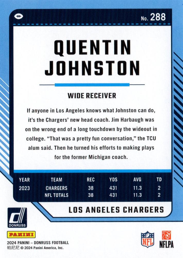 2024 Panini Donruss Quentin Johnston Los Angeles Chargers #288