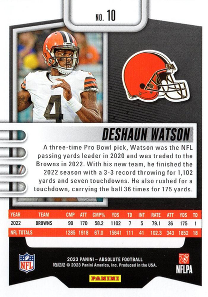 2023 Panini Absolute Deshaun Watson #10 Cleveland Browns