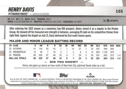 2024 Topps Big League Common Henry Davis RC Pittsburgh Pirates #165