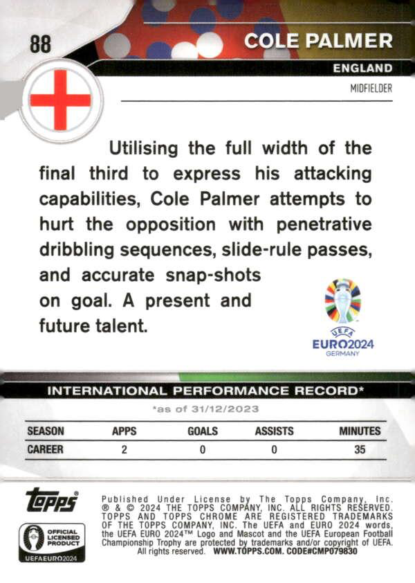 2024 Topps Chrome EURO National Debut Cole Palmer #88 England