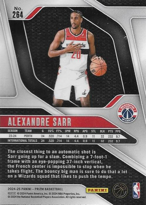 2024 Panini Prizm Alexandre Sarr RC #264 Washington Wizards