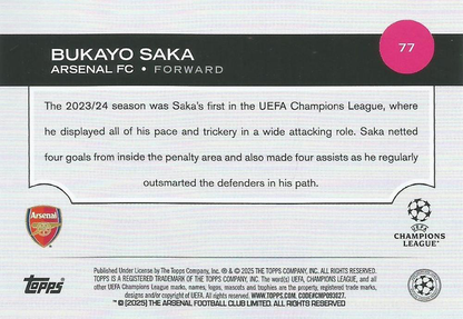2024 Topps UCC Bukayo Saka #77 Arsenal FC