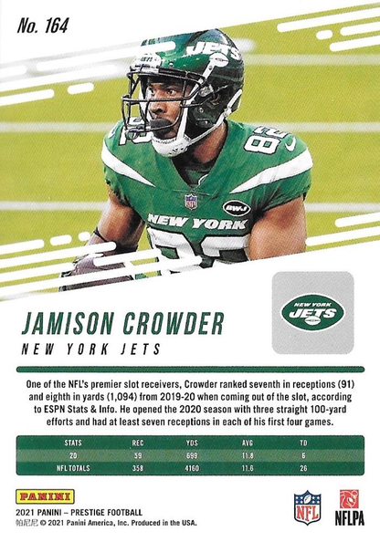 2021 Panini Prestige Jamison Crowder #164 New York Jets