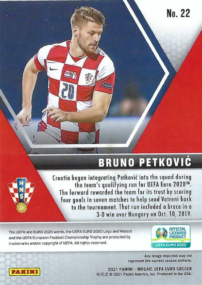 2021 Panini Mosaic UEFA EURO 2020 Bruno Petkovic #22 Croatie